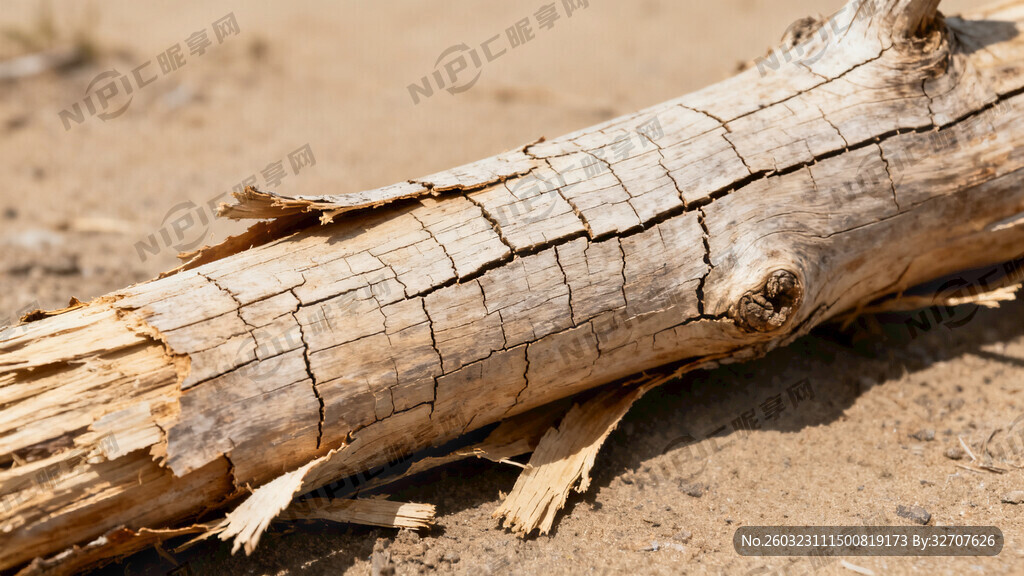 生成一根剥了的干木头 不要背景