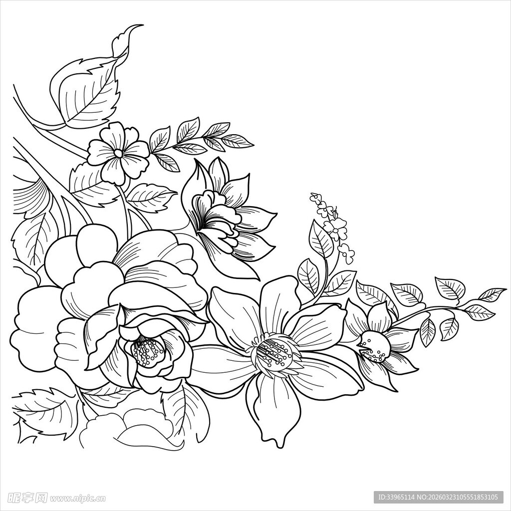 花卉线描图案
