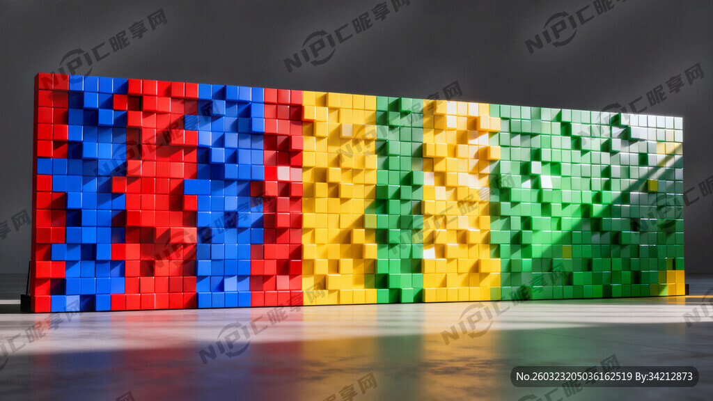 多彩立体方块背景图案图片。尺寸