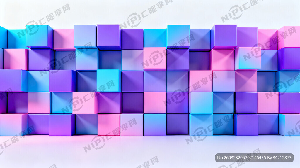 幻彩立体方块背景图案图片。尺寸