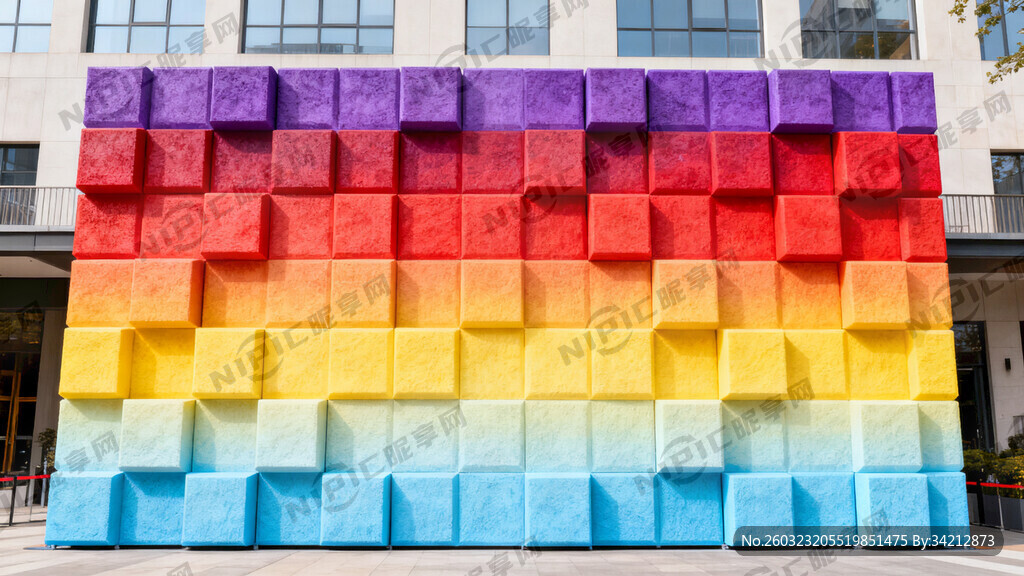 幻彩渐变立体方块背景图片。尺寸