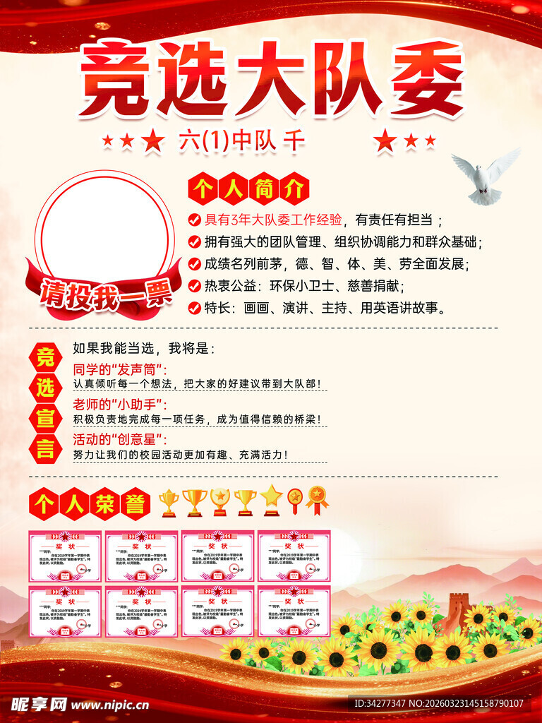 竞选大队委宣传海报