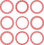 红色圆形花边装饰图案