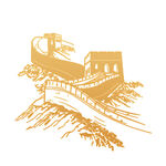 金色线条勾勒的雄伟长城