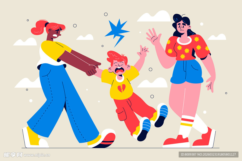 欢乐三人户外嬉戏场景