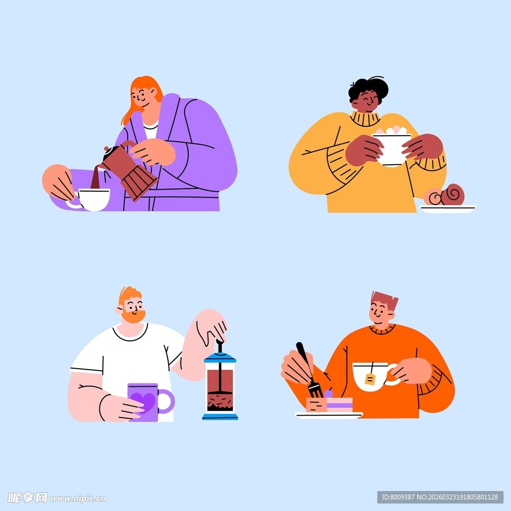 多样生活瞬间的人物插画