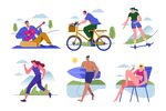 多样户外运动场景插画