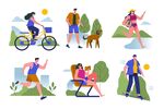 多样户外健身场景插画