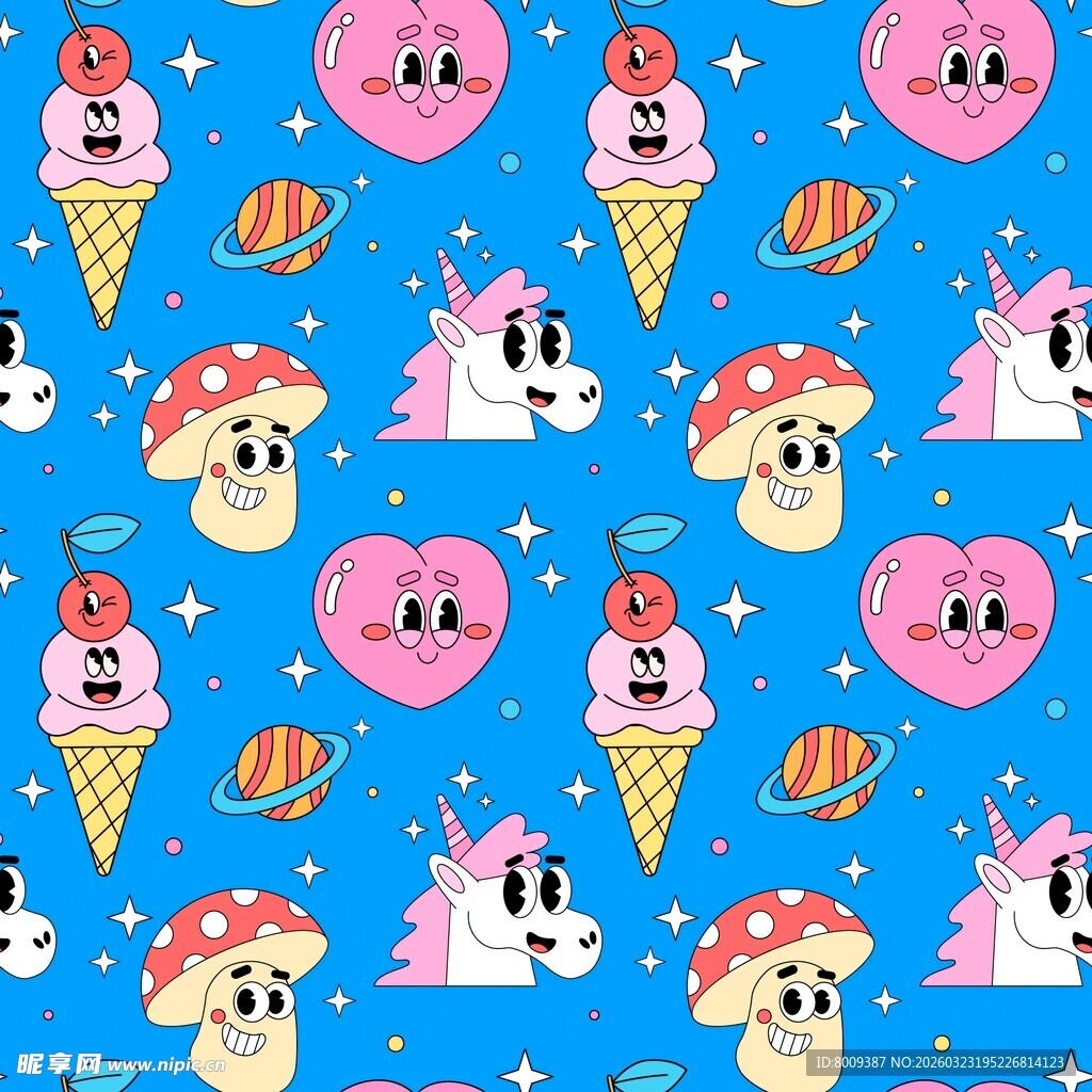 蓝色卡通图案背景