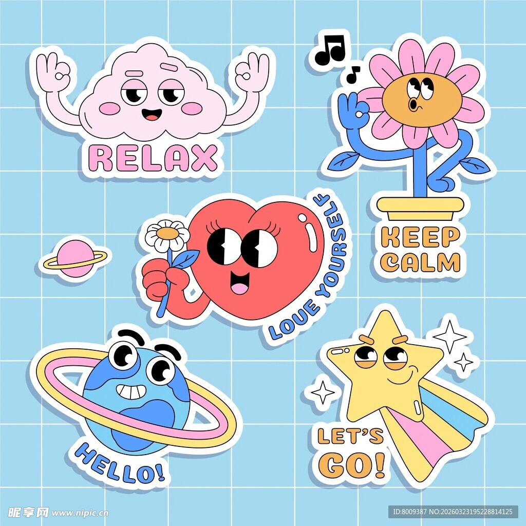可爱卡通贴纸图案集合