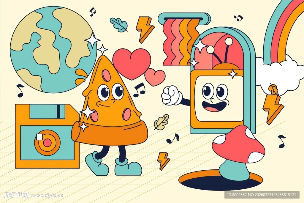 卡通风格的多彩创意世界