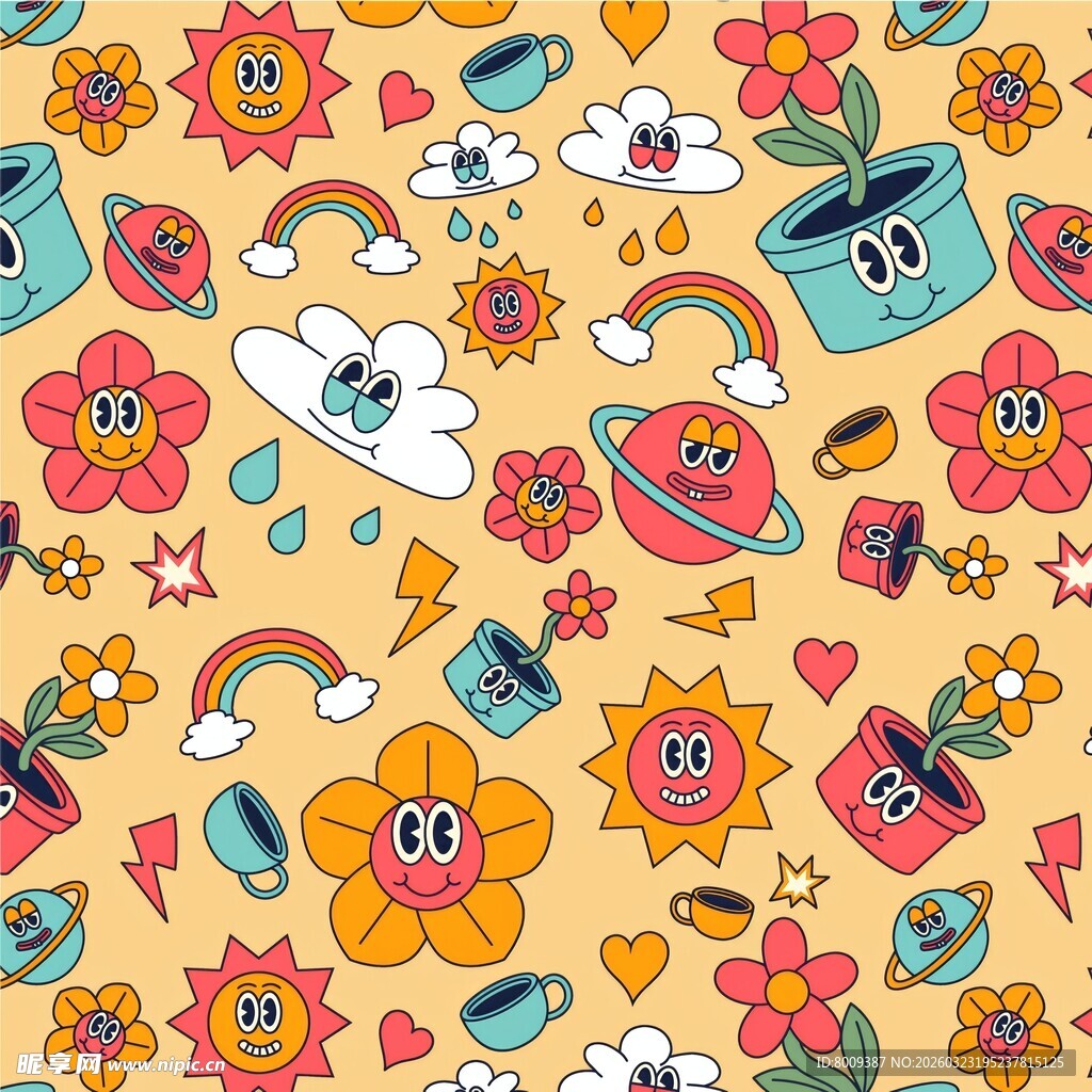 可爱卡通元素图案背景