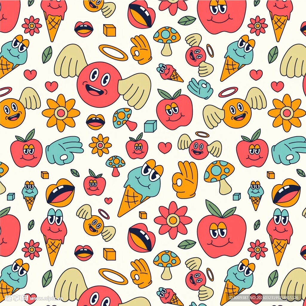 可爱卡通水果甜点图案