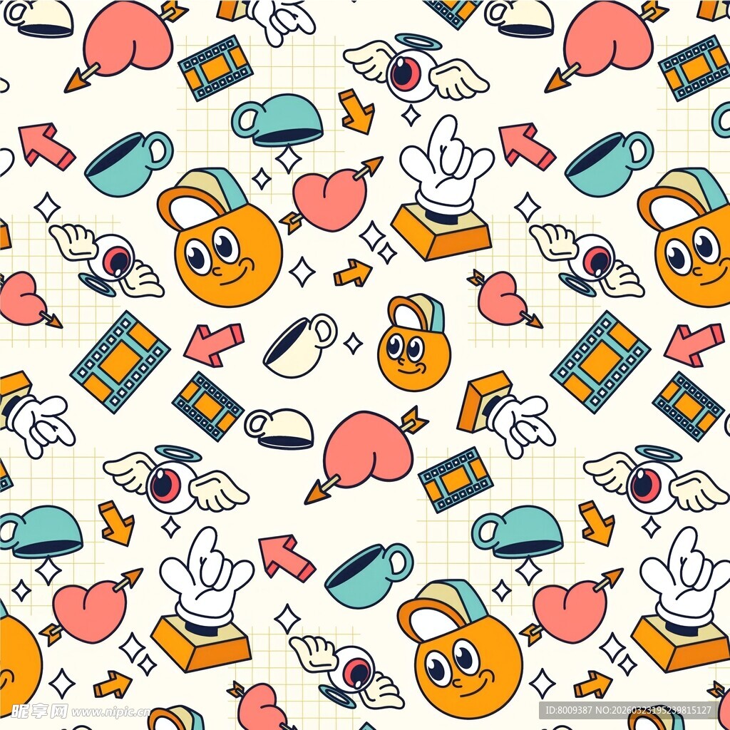 卡通风格可爱物品图案背景