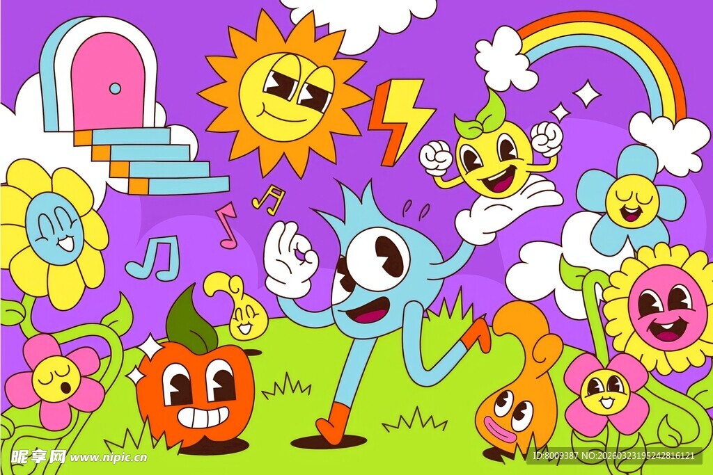 欢乐梦幻的卡通花园世界