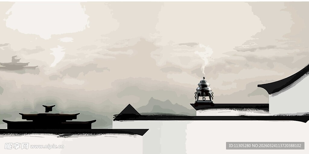 中式古建筑屋顶景致