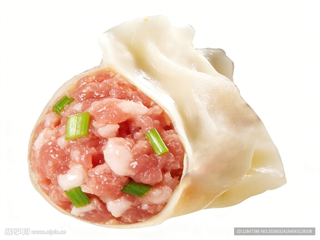 鲜肉葱花馄饨特写