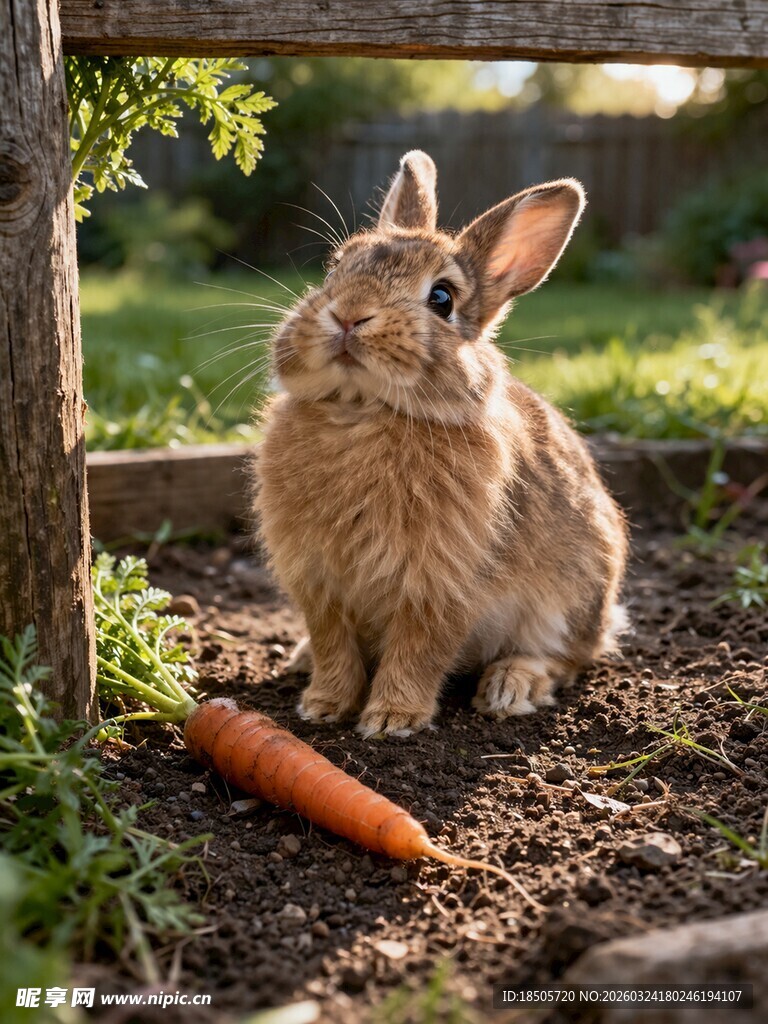 萌兔与胡萝卜的温馨画面