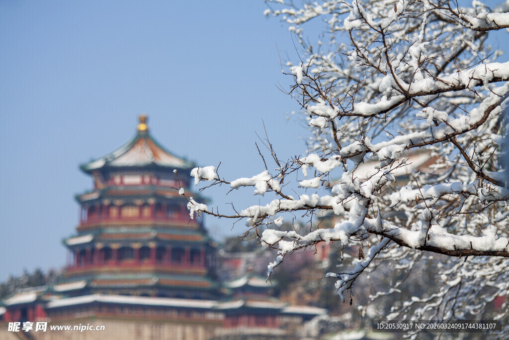 颐和园春分晴雪风光