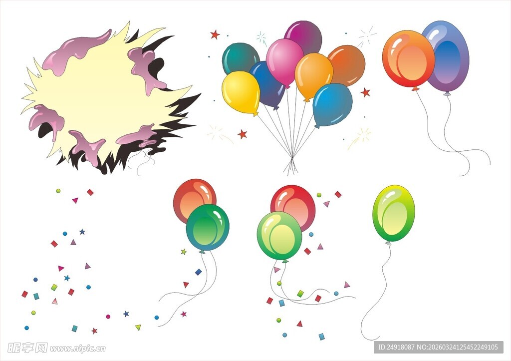 彩色气球与爆炸特效画面