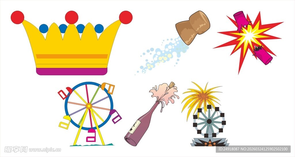 欢乐游乐元素图标集合