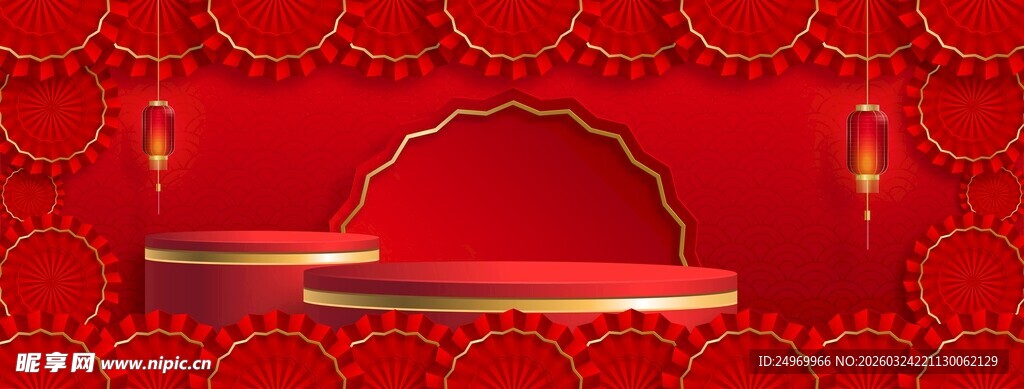 中式喜庆舞台布置场景