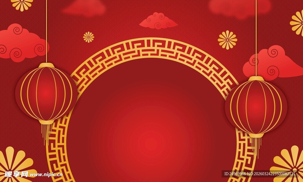 中式喜庆红色节日装饰背景