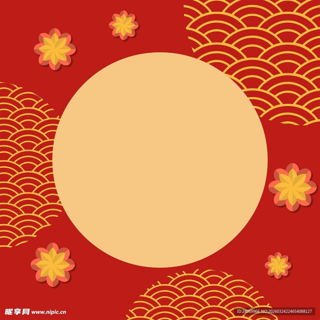 中式喜庆红色背景模板