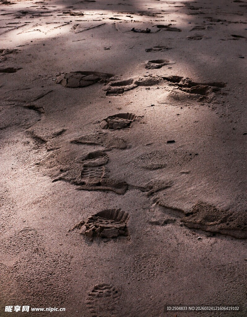 沙滩上的串串脚印