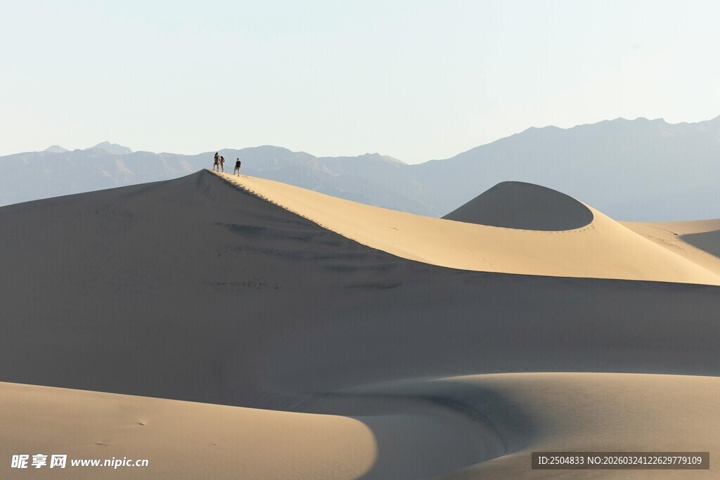  漠沙丘上的孤独身影
