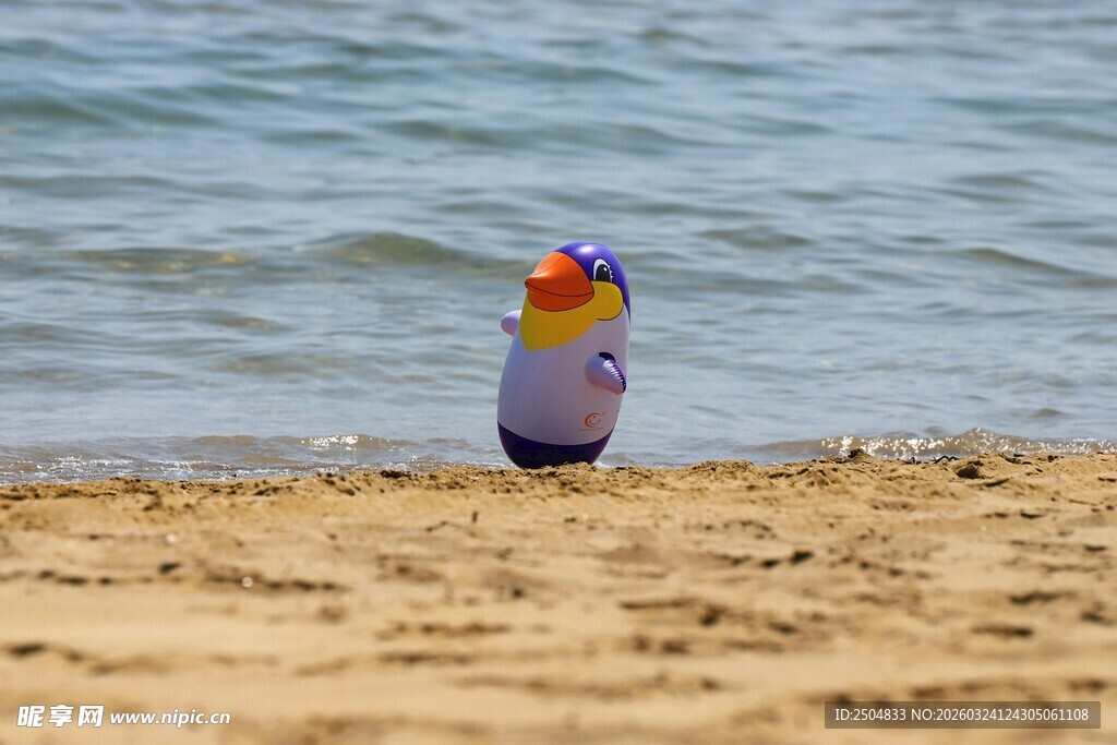 沙滩上的彩色玩偶