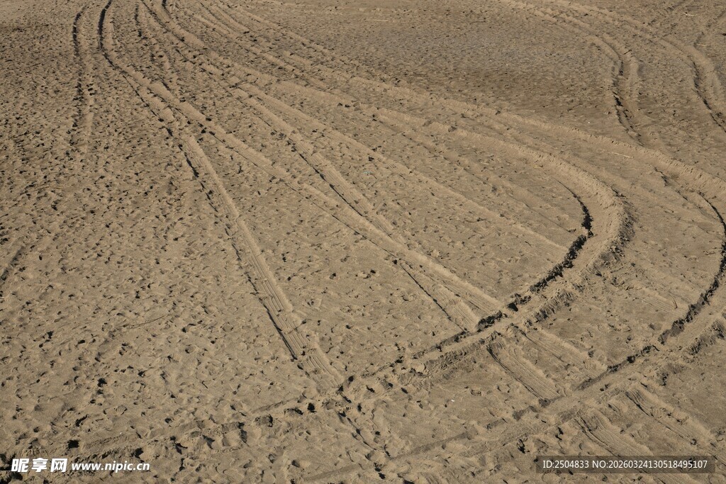 沙地上的车轮轨迹