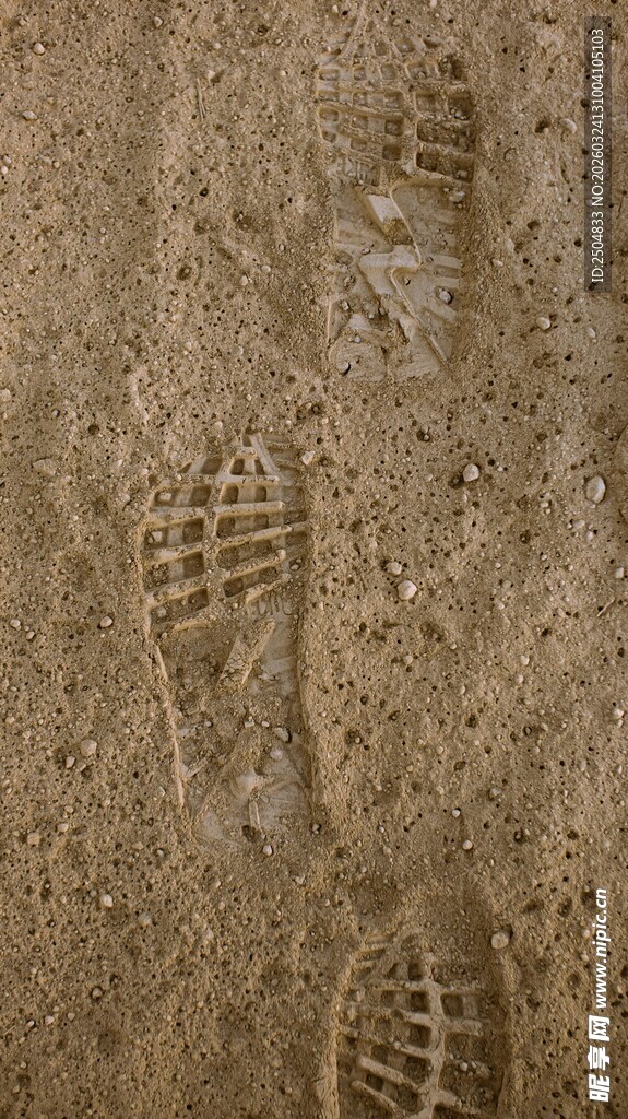 沙滩上的清晰脚印痕迹