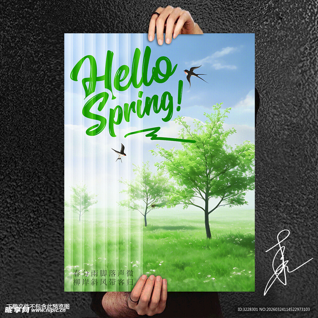 你好春天海报展示