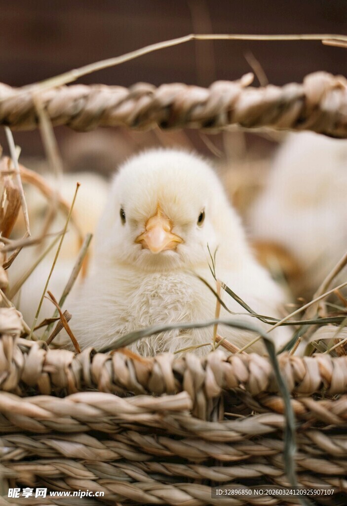 篮子里的可爱小鸡