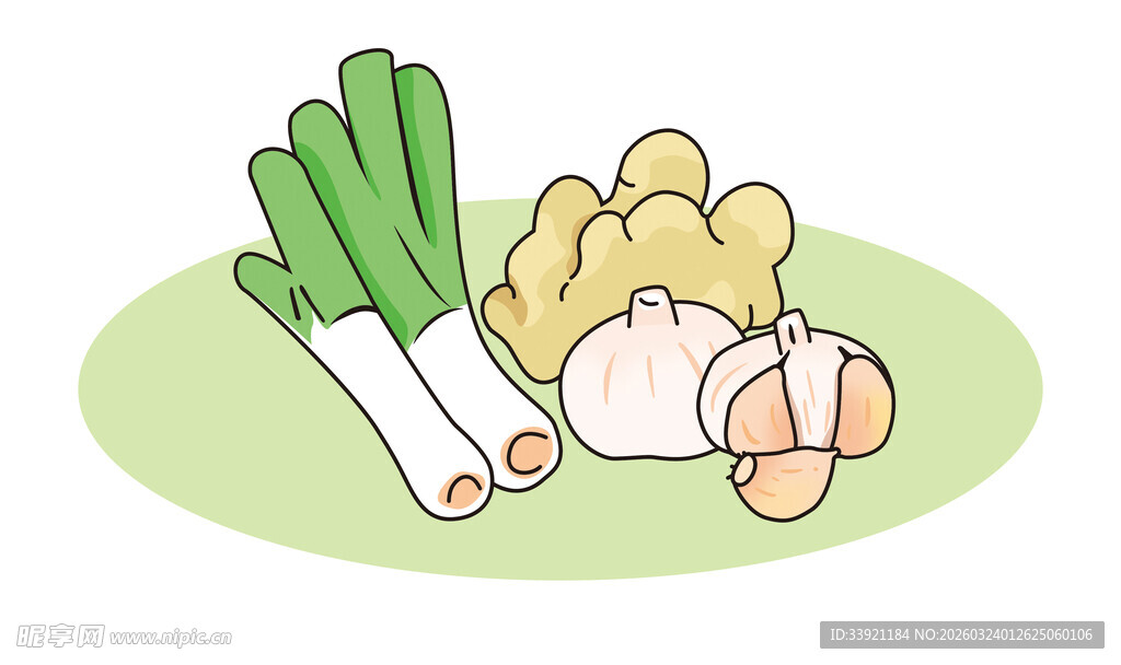 葱姜蒜插画 卡通