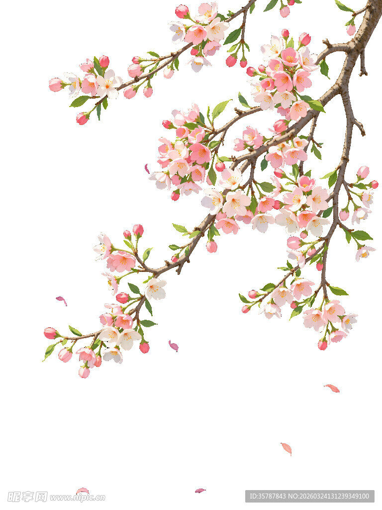 枝头绽放的粉嫩桃花