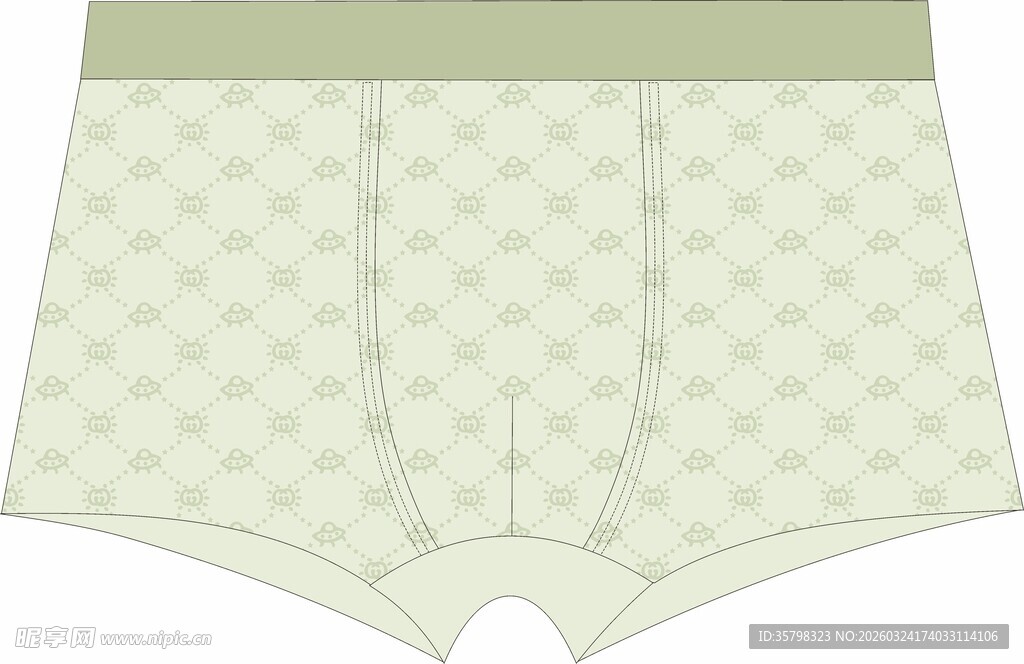 浅绿色印花男士平角内裤