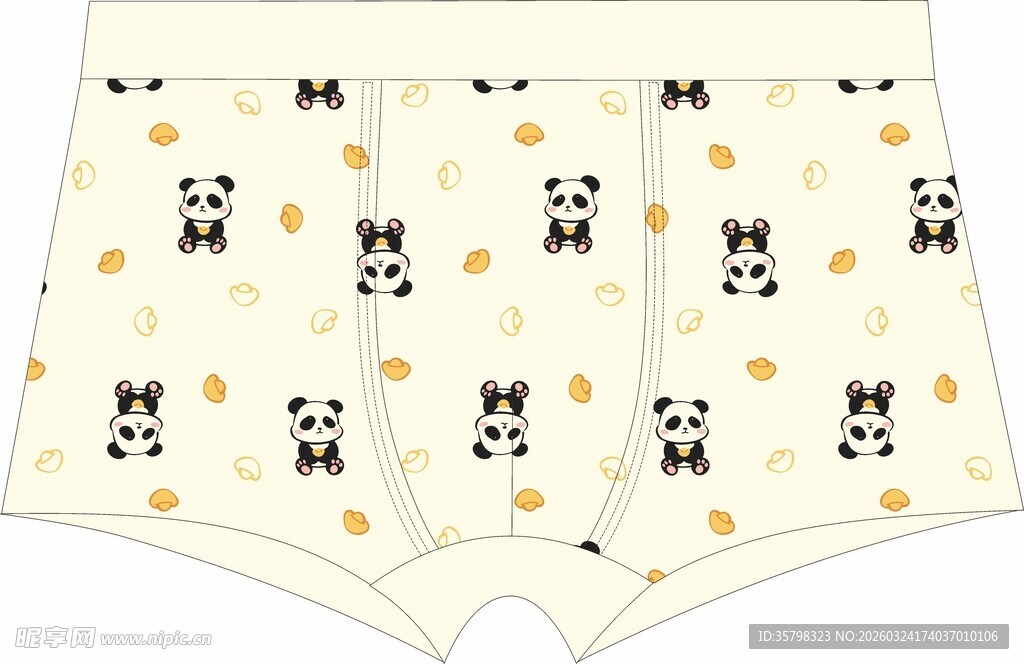 熊猫图案儿童内裤