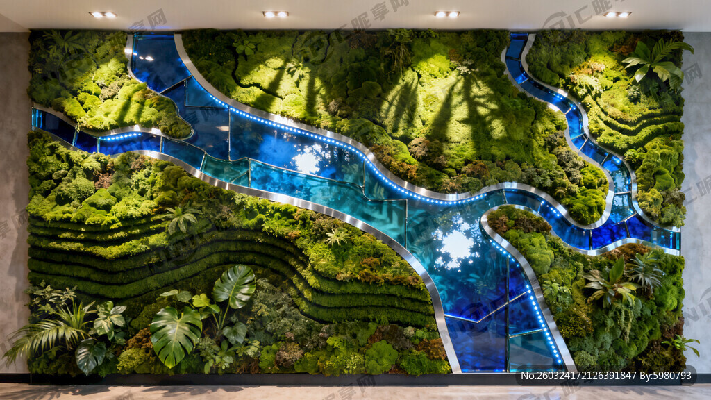 生成一面永生苔藓做的植物墙。构