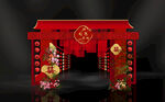 中式喜庆红色门楼装饰