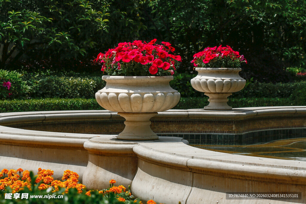 花园中精致的花卉装饰