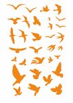 橙色飞鸟剪影集合