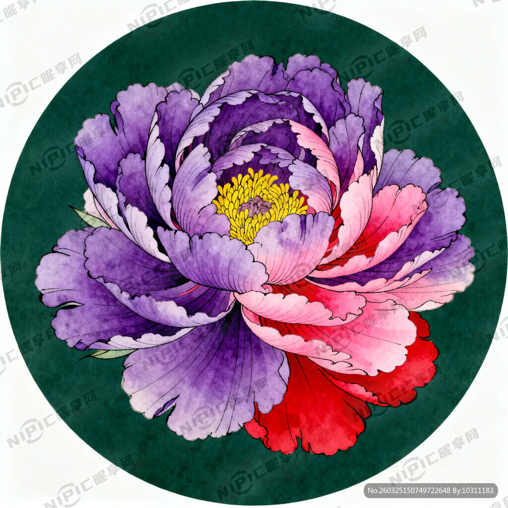 工笔画牡丹 写实 工笔花鸟