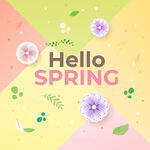 你好春天插画背景图