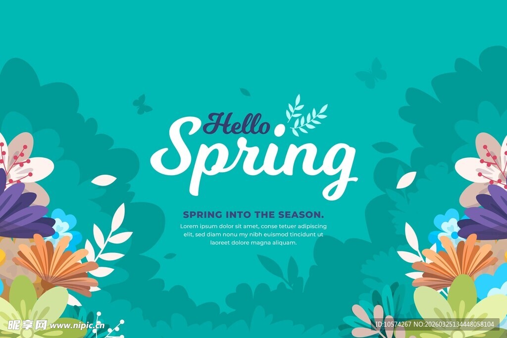 清新春日花卉背景图