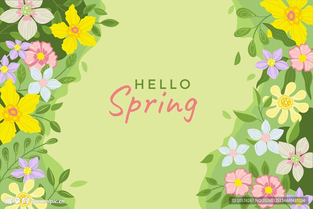 你好春天花卉背景图