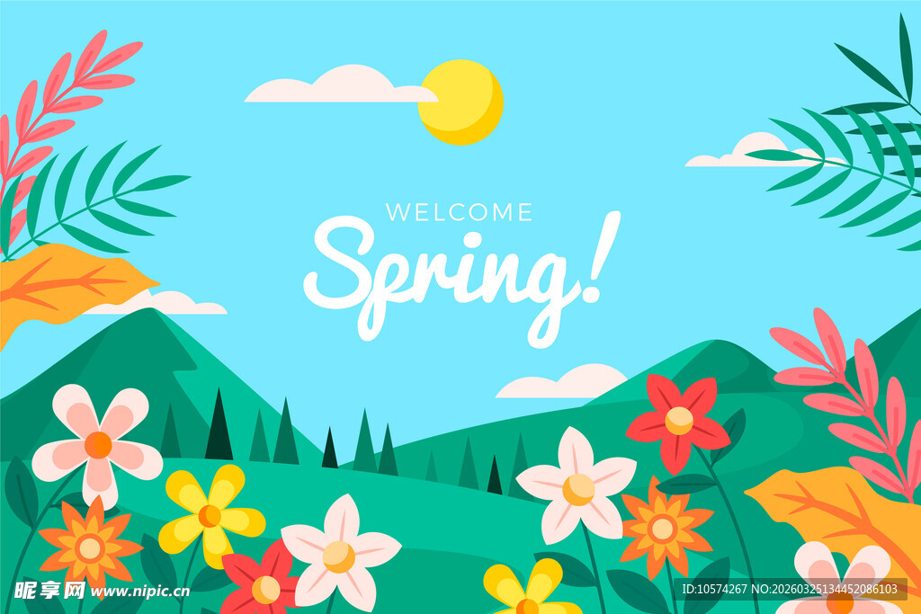 欢迎春天的多彩自然景观