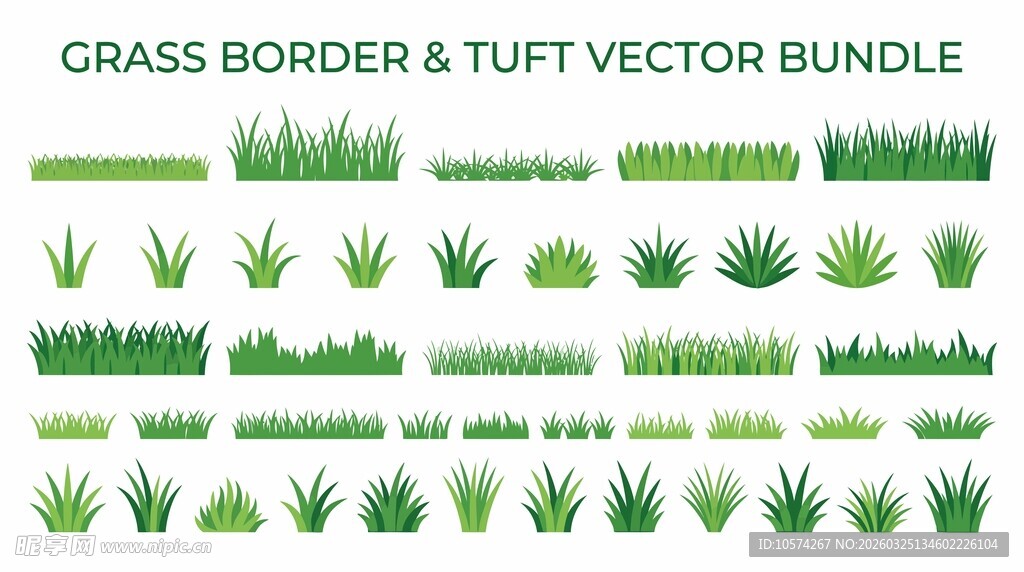 草边框与草丛矢量素材集