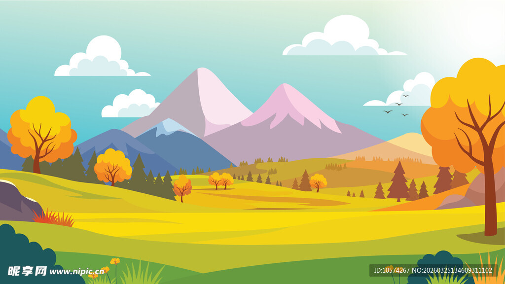 秋日山野风光图